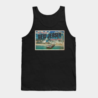 Greetings from New Jersey - Vintage Travel Postcard Design Tank Top